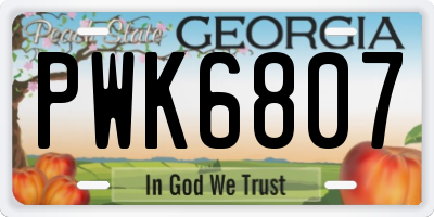 GA license plate PWK6807