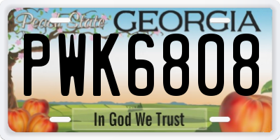 GA license plate PWK6808