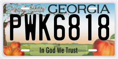 GA license plate PWK6818