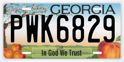 GA license plate PWK6829