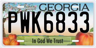 GA license plate PWK6833