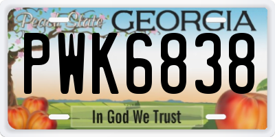GA license plate PWK6838