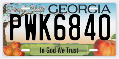 GA license plate PWK6840