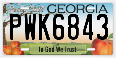 GA license plate PWK6843
