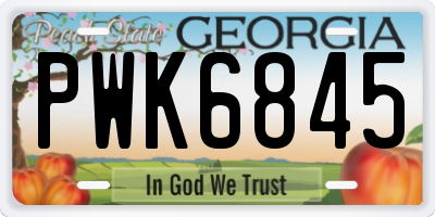GA license plate PWK6845