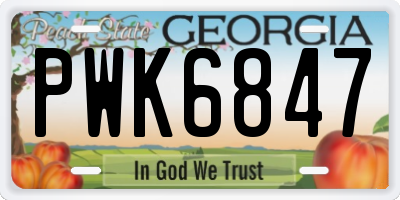 GA license plate PWK6847