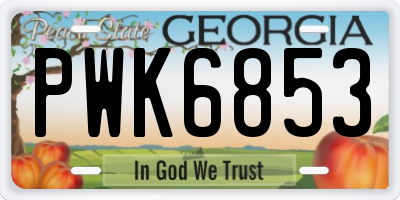GA license plate PWK6853