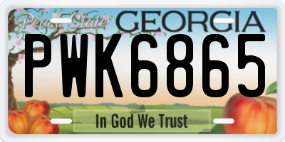 GA license plate PWK6865