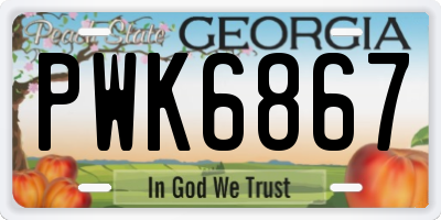 GA license plate PWK6867