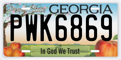 GA license plate PWK6869