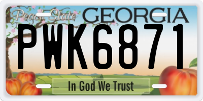 GA license plate PWK6871