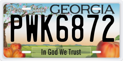 GA license plate PWK6872