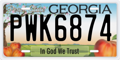 GA license plate PWK6874