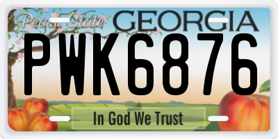 GA license plate PWK6876