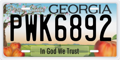 GA license plate PWK6892
