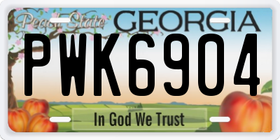 GA license plate PWK6904