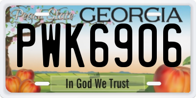 GA license plate PWK6906