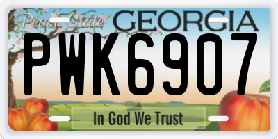 GA license plate PWK6907