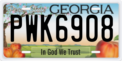 GA license plate PWK6908
