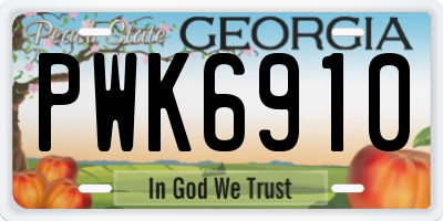 GA license plate PWK6910