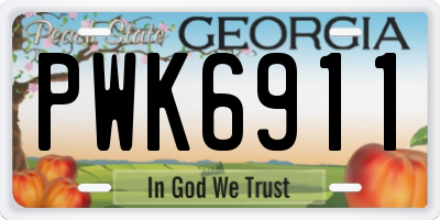 GA license plate PWK6911