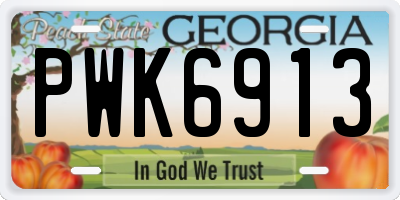 GA license plate PWK6913