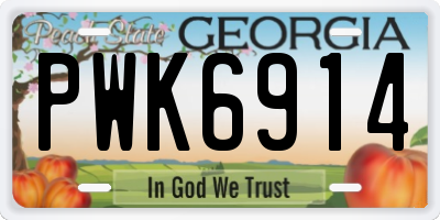 GA license plate PWK6914