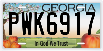 GA license plate PWK6917
