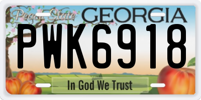 GA license plate PWK6918