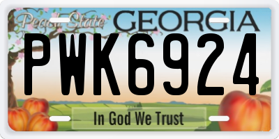 GA license plate PWK6924
