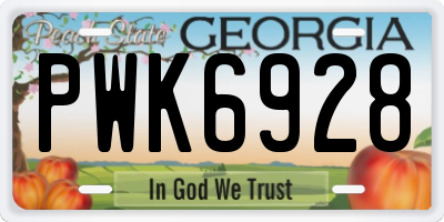GA license plate PWK6928