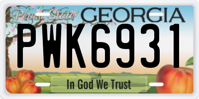 GA license plate PWK6931