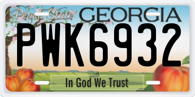 GA license plate PWK6932