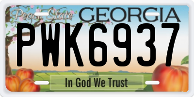 GA license plate PWK6937