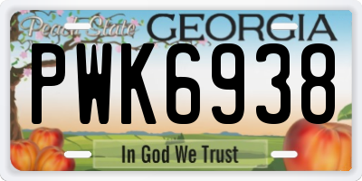 GA license plate PWK6938