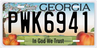 GA license plate PWK6941