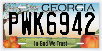 GA license plate PWK6942