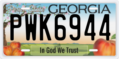 GA license plate PWK6944