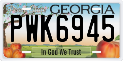 GA license plate PWK6945