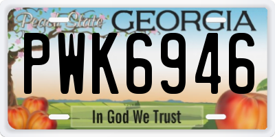 GA license plate PWK6946