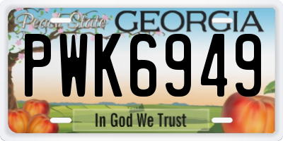 GA license plate PWK6949