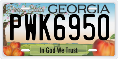 GA license plate PWK6950