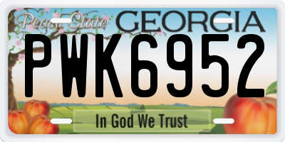 GA license plate PWK6952