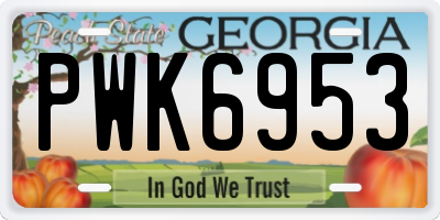 GA license plate PWK6953