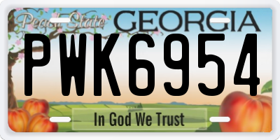 GA license plate PWK6954