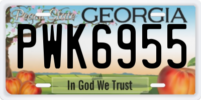 GA license plate PWK6955