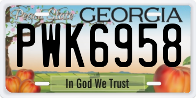 GA license plate PWK6958