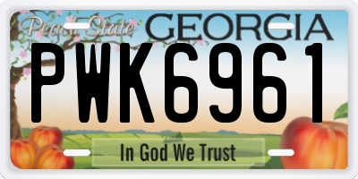 GA license plate PWK6961