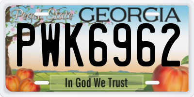 GA license plate PWK6962