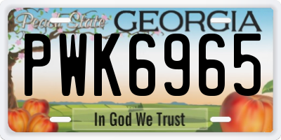 GA license plate PWK6965